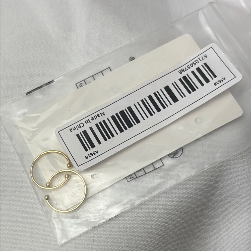 Set of 2 Elegant Gold Tone Hammered Hoop Nose Ring